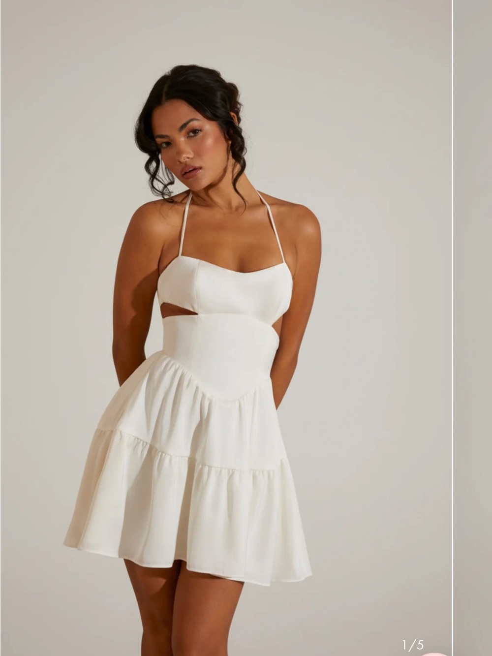Oh Polly Fleur White Halter Cutout Mini Dress NWT